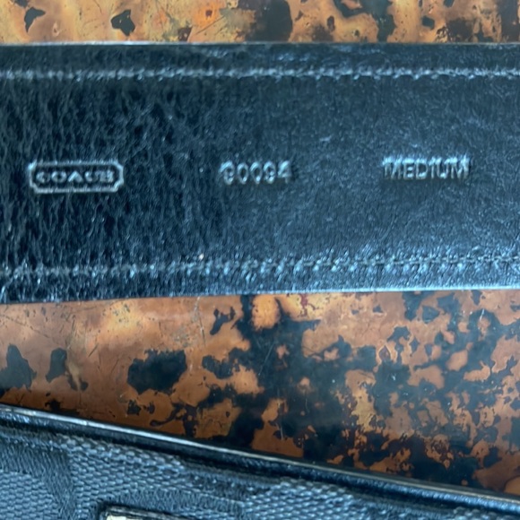 💗Vintage💜Coach Denim Rare Silver Logo Monogram Leather/Canvas Blck Belt- M - Picture 4 of 7